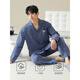 Hengyuanxiang pure cotton pajamas men's spring and autumn long-sleeved cotton home clothes can be worn outside casual breathable thin set 16873 L [110-130Jin [Jin equals 0.5 kg]]