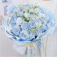 HuaDe Flower Express 33 rose bouquet birthday gift for girlfriend same city delivery Love in the Sky 33 crushed ice blue | SS72 normal price
