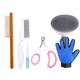 Guazhoumu cat comb, pet supplies, de-floating hair artifact, fine-tooth comb, special nail scissors, cat gloves, brush, seven-piece pet care set (luxury model)