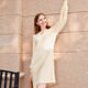Betu women's new winter dress round neck lazy style knitted dress women 2311T69 light apricot M