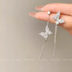 Feiyu S925 Silver Needle Silver-plated Long Tassel Asymmetric Earrings Women's Super Fairy Exquisite Full Diamond Butterfly Earrings A1633 Silver