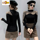 GTYUWVG Half-High Neck Base Shirt for Women Spring and Automne 2025 New European Station Industry Industry Diamond Incrup Shirt Long Manche à manches longues et sexy Black 3899 # Plus Velvet Plus Velvet Mesh Fabric S Recommandé 75-90jin [Jin est égal à 0,5 kg]