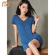 Modal nightgown with breast pad for women summer modal cotton 2022 new dress loose large size fat MM200Jin[Jin equals 0.5 kg] Black (fabric upgraded model - with breast pad) 1203 with pocket M [70-90Jin[Jin equals 0.5 kg]]