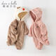 DAVE&BELLA children's jumpsuit for 100-day baby boy outing clothes, baby girl's rompers, baby pajamas, autumn and winter toddlers, milk coffee color 73cm (recommended height 66-73cm)