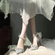 High heels coming-of-age ceremony college student 18-year-old fugitive princess silver ita stiletto high-heeled ceremony design pure lust style Baotou silver 6cm [upgraded version] 37