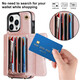 Jinhao Applicable to iPhone16pro max mobile phone case wallet leather case Apple 15 full cover 14 anti-fall 13 protective case card 12 bracelet high-end fashion bracelet + shoulder strap + organ card bag rose gold 6.7-inch apple 12pro max