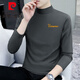 Pierre Cardin Herbst und Winter halbhoher Hals-Hemd-Hemd-Hemd-Hemd-Langarm-T-Shirt Pure Cotton Herbst Kleidung vielseitig plus Samt Einfach verdickte thermische Unterwäsche Schwarz YP-C6187 plus Samt L.