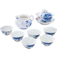 KAMJOVE blue and white porcelain Kung Fu tea set, tea cup, teapot, Sancai bowl tea set KP-95 exquisite peony style