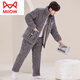 Catman (miiow) Nouveau homme et hiver en coton à trois couches pour les hommes Coral Velvet plus velours de flanelle épaissie des vêtements de maison d'hiver M6626 gris clair avec un chapeau 3 couches x xxxl [165-195jin [Jin égal à 0,5 kg]] trois couches + épais