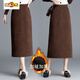 Initial diameter plus velvet thickened winter skirt straight skirt 2025 new high waist mid-length all-match one-step skirt slimming slit plus velvet black suitable for heights above 156 thickened L 95-120Jin Jin equals 0.5 kg