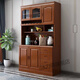 XMSJ Einfache moderne massive Holzkabinett Wohnzimmer Küche Wand Einseiten Essseite Weinschrank Schrank Aufbewahrung Tee Schrank 1,05 Meter 829# Walnuss Farbe 4 Türen