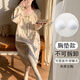 Nanbowan 2024 new spring and autumn long-sleeved polka dot women's nightgown with chest pad integrated large size pajamas pregnant women's home clothes 16857 without chest pad M (recommended weight 80-100 Jin [Jin equals 0.5 kg])