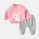 Yiqi baby baby sweatshirt suit plus velvet and thickened two-piece set for female newborns, autumn and winter fashionable male baby clothes, warm winter clothes, pink 90cm