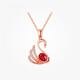 Fantimo 18k rose gold ruby tourmaline colored gemstone necklace for women, swan colored gold and diamond gift, tourmaline swan pendant in stock/including 18K gold chain