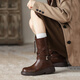 Neun-Zoll-Sonnenschein Maillard Midrohr Martin Boots Frauen Kurzstiefel 2025 Frühling und Herbst neue Frauenschuhe Western Retro Round Zehen dicke Ferse-Modestiefel mittelschwere Stiefel Frauen Brown 39