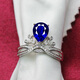 Tokidao Fat Donglai quality tanzanite sapphire silver baby crown ring female moissanite silver live mouth (main stone 7*9mm)