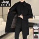 JEEP SPIRIT双面呢外套男士长款羊毛呢风衣秋冬加厚羽绒内胆羊绒大衣男新品 LY2316藏青色(双面呢羊绒)中长款 XL (135-150斤)