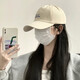 Memaru Baseball Cap Women's 2025 New Spring and Summer Versatile Face Revealing Small Big Head Circumference Letter Embroidery Curved Brim Peaked Cap for Men and Women Beige Store Manager-HELLO Style One Size Can Generally Be Weared (54-59cm)