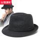 Hengyuanxiang plus size hat autumn and winter British style plus velvet warm woolen jazz hat retro middle-aged and elderly men's hat gray (wool plus velvet) 60 yards (59-60cm)