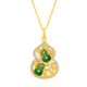 Mingzuan International 18K gold gourd pendant for women au750 Hetian jade pendant necklace clavicle chain new birthday gift for girlfriend