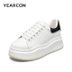 Yierkan Women's Shoes Single Shoes Women's 2024 Spring New Lightweight and Comfortable Lace-Up Heightening Women's Casual Shoes White Shoes White/Black 36