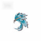 QUAMER national fashion brooch, retro style phoenix tail corsage, temperament pin, anti-exposure silk scarf buckle, gradient blue phoenix tail