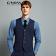 GMONS SUIT VIET GEST Men de travail Travail Suite sans manches Men de cheval Clip de cheval Viete Men de mariage Slim Striped Men Vest Shopping Mall Same des bandes bleues foncées 48 Taille 175 / 92A