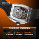 BEXEI Top Ten Brand Watches Men's Full Automatic Mechanical Watch Hollow Fashion Trendy Luminous Waterproof Wine Barrel Men's Watch 9195-China Red [Lifetime Warranty]