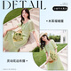 Xiangying Casual Suit Women's Summer Wear 2025 New Tea Style Complete Set of Slimming Green Skirt Two-piece Set Fruit Green S