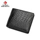 Vitas Glajofu Crocodile Leder Herren echter Leder Brieftasche Reißverschluss Brieftasche Geschäftskupplung in Mezzanine 2-fach Jugendstrend Langes Brieftasche Langes Brieftasche Vollkrokodile Leder Schwarz