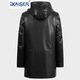 凯撒（KAISER）牛皮皮衣貂皮大衣男中长款派克服外套皮毛一体男皮草整貂水貂内胆 黑色（貂绒袖里） 50/XL