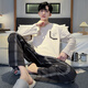 
Langsha pajamas men's spring and autumn long-sleeved suit 2024 new loose large size simple style student casual home clothing 15567 stripes L men (suitable for 100-130 Jin [Jin equals 0.5 kg])