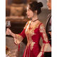 
MIFICY Xiuhe Wear Bride 2023 New Summer Toast Wear 2023 Summer burgundy high-end Chinese long sleeves Burgundy long [684] L