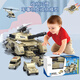 
PENG RONG children's armored tank vehicle war military base storage suit model automobile combat helicopter toy luxury storage tank vehicle + military base