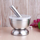 304 garlic masher, stainless steel garlic masher, thickened garlic hammer, manual garlic mashed garlic mortar, kitchen gadgets, household masher jar, chili powder grinding bowl, masher, large diameter 11.8CM + garlic hammer + lid