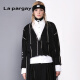 Lapargay Napajia spring and autumn new personality fashion three-dimensional striped jacquard Buddhist short coat women's top color M