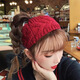 Jincheng Yang Chaoyue's same wide-brimmed headband autumn and winter sports knitted wool confinement headband women's warm headscarf headband letter headband beige