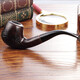 
ADOUS (ADOUS) ebony pipe handmade pipe vintage filter pipe bend 9mm filter element solid wood bucket gift 653 random carving
