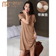 Modal nightgown with breast pad for women summer modal cotton 2022 new dress loose large size fat MM200Jin[Jin equals 0.5 kg] Black (fabric upgraded model - with breast pad) 1203 with pocket M [70-90Jin[Jin equals 0.5 kg]]