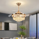 LUNXIYA Crystal Invisible Ceiling Fan Light Living Room Fan Light Dining Fan Light Bedroom Modern Simple Chandelier Zhongshan Lighting YX-825-Gold-diameter 108CM+Three Colors+Remote Control