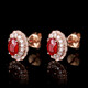 Tingliang 1.36 carat ruby earrings, 18K gold inlaid diamond colored gem earrings, a pair (ready in stock)