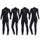 Wetsuit for women one-piece men's 3mm thickened cold-proof and warm professional deep diving sunscreen long-sleeved trousers suit full-body zipper jellyfish swimsuit wet neoprene frogman freestyle equipment men's black L