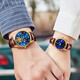 OLEVS Swiss certified brand couple watch fully automatic mechanical watch men and women watch luminous waterproof trendy couple watches upgraded enhanced version-3601+6629 brown leather blue