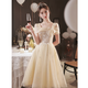 SAIDELE champagne color evening dress 2025 new adult gift small birthday party light luxury niche high-end art exam skirt for women champagne color long L (recommended 106-115Jin [Jin equals 0.5 kg])