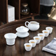 MULTIPOTENT China White Complete Kung Fu Tea Set Jade Porcelain Ultra-Thin Cover Bowl Set 10 Pieces (Anti-Breakage Packaging) YQ0055