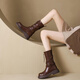 Neun-Zoll-Sonnenschein Maillard Midrohr Martin Boots Frauen Kurzstiefel 2025 Frühling und Herbst neue Frauenschuhe Western Retro Round Zehen dicke Ferse-Modestiefel mittelschwere Stiefel Frauen Brown 39