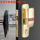 Huili customized silent door lock luxury bedroom door lock universal solid wood door handle black gold straight push door lock XF01 gold (free hinge door latch) 35-50mm universal type with key