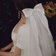 Crystal Bridal Veil Proposal and Certificate Marriage Registration Wedding Dress Headdress Bow Double-layer Mesh Wedding Photo Props