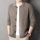 Columbia 100% reine Woll-Strickjacke Herren Revers Frühling und Herbstpullover Jacke Solid Color Casual Herren Mode kaltes Herren-Pullover Blume Rice Kamel L.