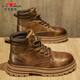 Bull Family Martin Boots Spring y Autumn New Cow Wide British Style Big Head Skin Sain Sain Boots Masmon Retro Boots Boots Men's Ancient Brown [Four Seasons Single Shoes] GN123102994 42 (tamaño deportivo)